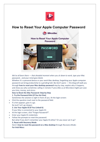 How to Reset Your Apple Computer Password