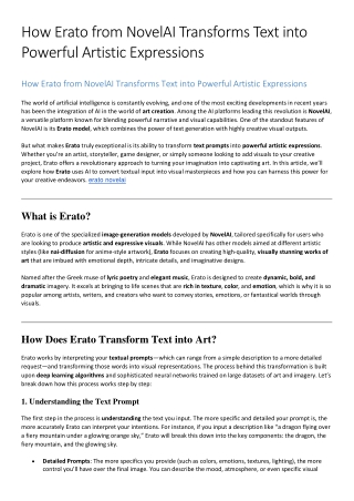 How Erato from NovelAI Transforms Text into Powerful Artistic Expressions