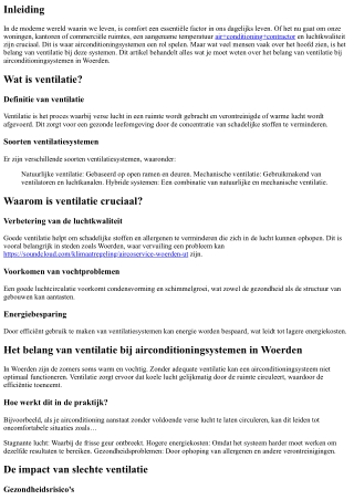 Het belang van ventilatie bij airconditioningsystemen in Woerden