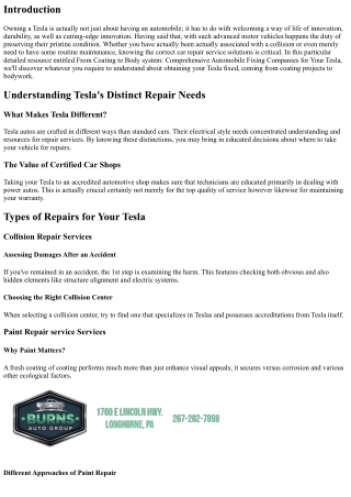 From Coating to Physical Body: Comprehensive Vehicle Repair Companies for Your T