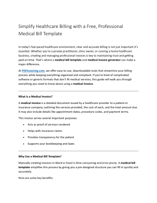 Simplify Healthcare Billing with a Free, Professional Medical Bill Template
