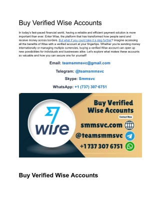 Top 15 Buy Verified Wise Accounts in 2025
