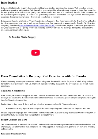 From Consultation to Recovery: Real Experiences with Dr. Trussler