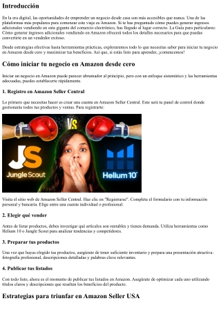 Guía para particulares: Cómo generar ingresos adicionales vendiendo en Amazon