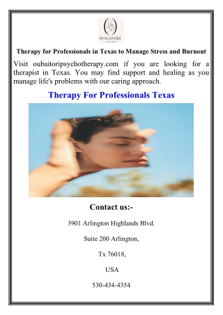 Therapy for Professionals in Texas to Manage Stress and Burnout
