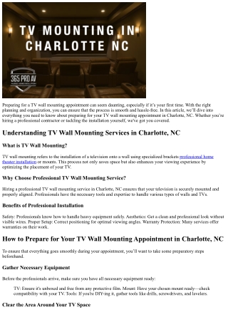 How to Prepare for Your TV Wall Mounting Appointment in Charlotte, NC