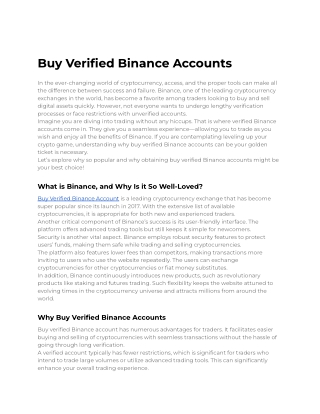 How can I buy a verified Binance account?