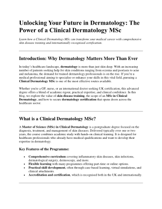 Unlocking Your Future in Dermatology
