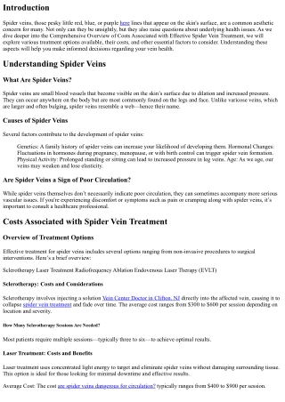 Comprehensive Overview of Costs Associated with Effective spider vein treatment