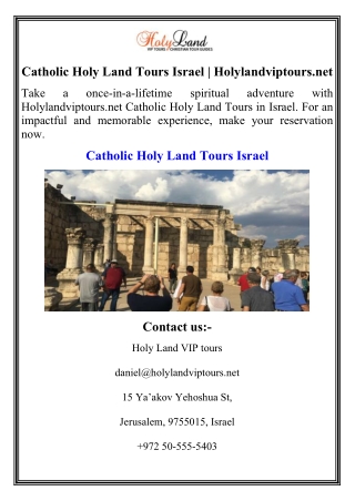 Catholic Holy Land Tours Israel  Holylandviptours.net