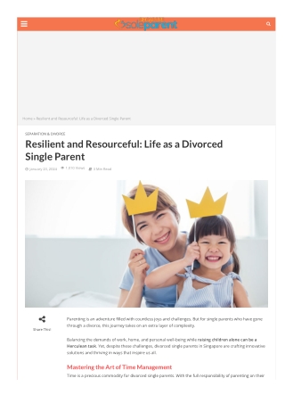 Resilient and Resourceful Life as a Divorced Single Parent