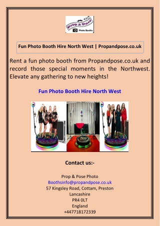 Fun Photo Booth Hire North West Propandpose.co.uk