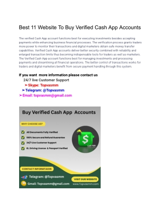 Best 11 Website To Buy Verified Cash App Accounts
