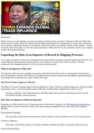 Unpacking the Role of an Importer of Record in Shipping Processes