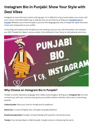 Instagram Bio in Punjabi