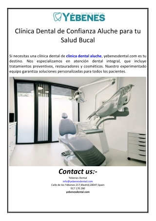 Clínica Dental de Confianza Aluche para tu Salud Bucal