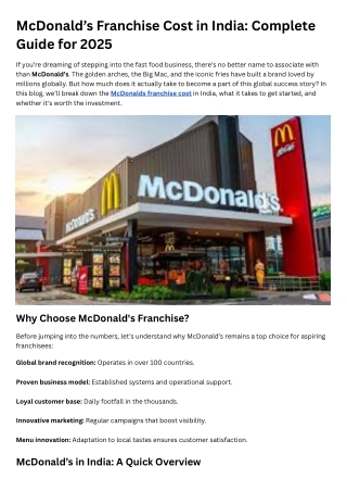 McDonald’s Franchise Cost