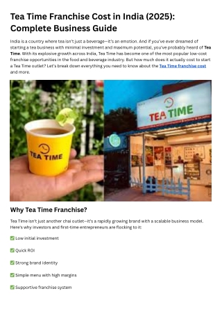 Tea Time Franchise Cost