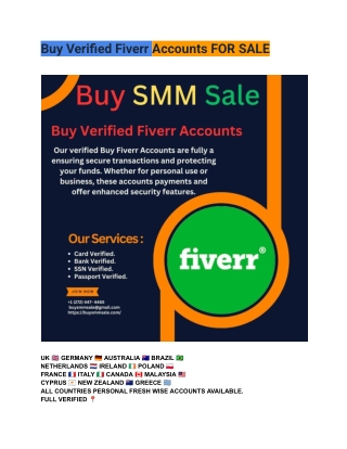 Top Places to Buy Verified Fiverr Accounts Online
