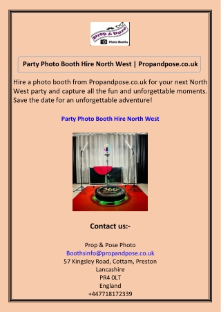 Party Photo Booth Hire North West Propandpose.co.uk