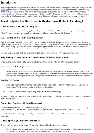 Local Insights: The Best Times to Replace Your Boiler in Edinburgh