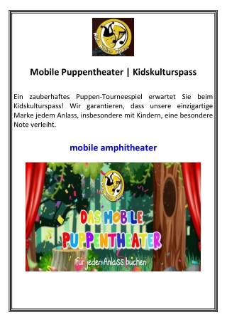 Mobile Puppentheater  Kidskulturspass