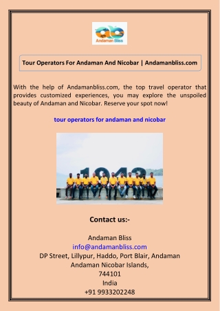 Tour Operators For Andaman And Nicobar Andamanbliss.com