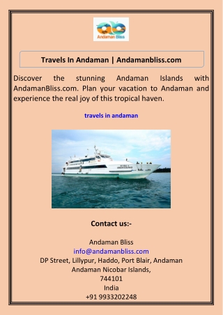 Travels In Andaman Andamanbliss.com