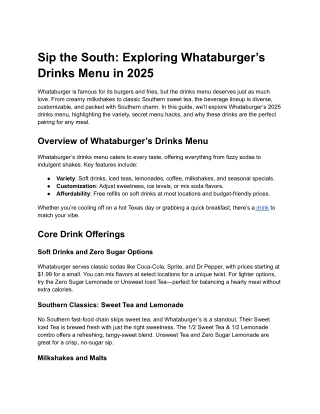 Sip the South: Exploring Whataburger’s Drinks Menu in 2025