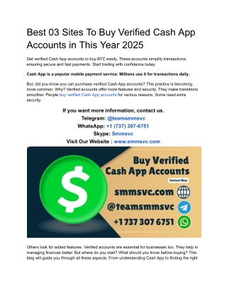 Best 03 Sites To Buy Verified Cash App Accounts in This Year 2025