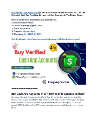 Top 3 Place to Buy Verified Cash App Accounts (US/EU Full Verified)