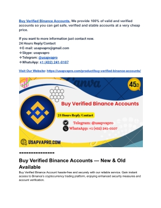 Top 3 Trustable Sites to Buy Verified Binance Accounts