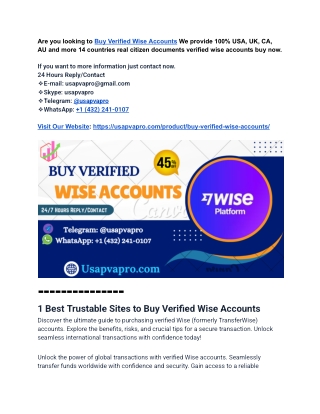 Top 5 Sites to Buy Verified Wise Accounts 100% Verified OLD & NEW