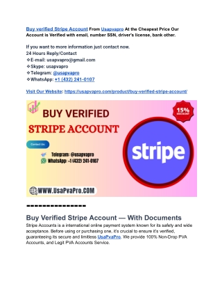 Buy Verified Stripe Accounts — 100% ID Verified US, UK Acc