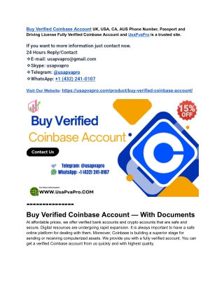 Top 3 Place to Buy Verified Coinbase Account (US/EU Full Verified)