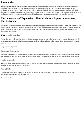 The Importance of Expunctions: How a Lubbock Expunctions Attorney Can Assist You