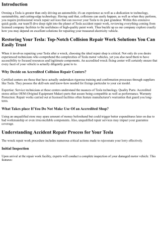 Restoring Your Tesla: Top-Notch Collision Repair Companies You Can Trust Fund