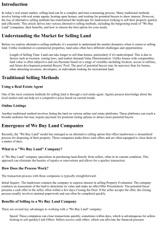 We Buy Land: Exploring Alternative Selling Methods for Your Property