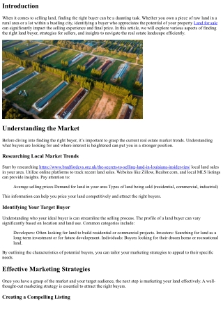 Finding the Right Buyer for Your Land