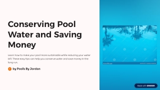 Jordan Hidalgo Largo FL: Conserving Pool Water and Saving Money