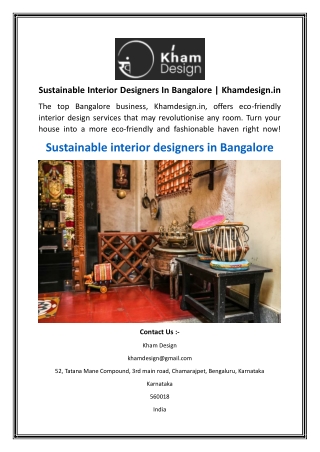 Sustainable Interior Designers In Bangalore  Khamdesign.in