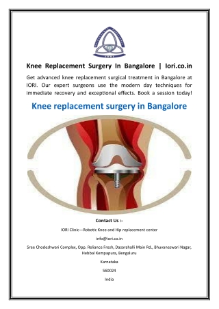 Knee Replacement Surgery In Bangalore  Iori.co.in
