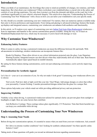 Understanding the Process of Customizing Your New Windscreen