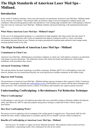 The High Standards of American Laser Med Spa - Midland.
