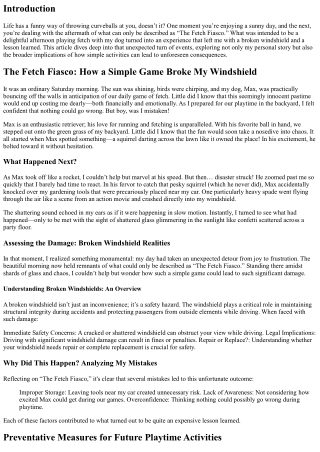 The Fetch Fiasco: How a Simple Game Broke My Windshield