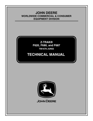 John Deere Z-Trak F687 Mower Service Repair Manual Instant Download (TM1678)