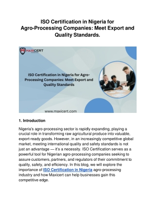 ISO Certification in Nigeria for Agro-Processing Companies_ Meet Export and Quality Standards