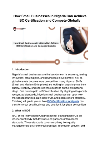 How Small Businesses in Nigeria Can Achieve ISO Certification and Compete Globally