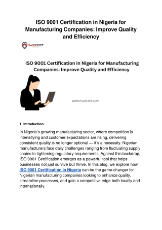 ISO 9001 Certification in Nigeria for Manufacturing Companies_ Improve Quality and Efficiency