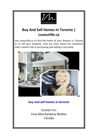 Buy And Sell Homes In Toronto  Loveurlife.ca